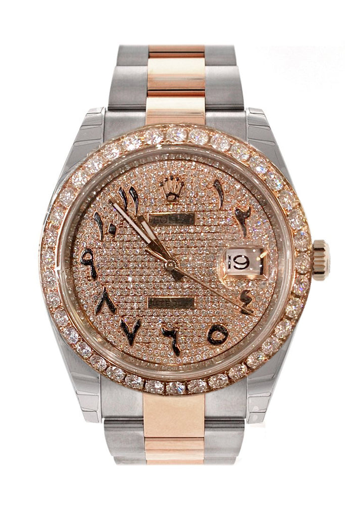 Custom Diamond Rolex Datejust 41 18K Gold Two Tone Mens Watch 126301