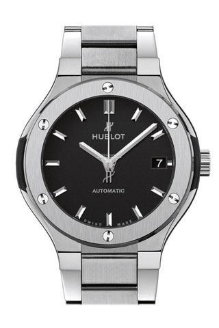 Hublot Classic Fusion Matte Black Dial Automatic Titanium Ladies Watch 585.nx.1170.nx