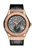 Hublot Classic Fusion Hand Wind Skeleton Dial Black Leather Mens Watch 517.ox.0180.lr