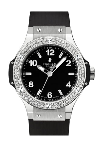 Hublot Big Bang Black Dial Diamond Rubber Ladies Watch 361.sx.1270.rx.1104