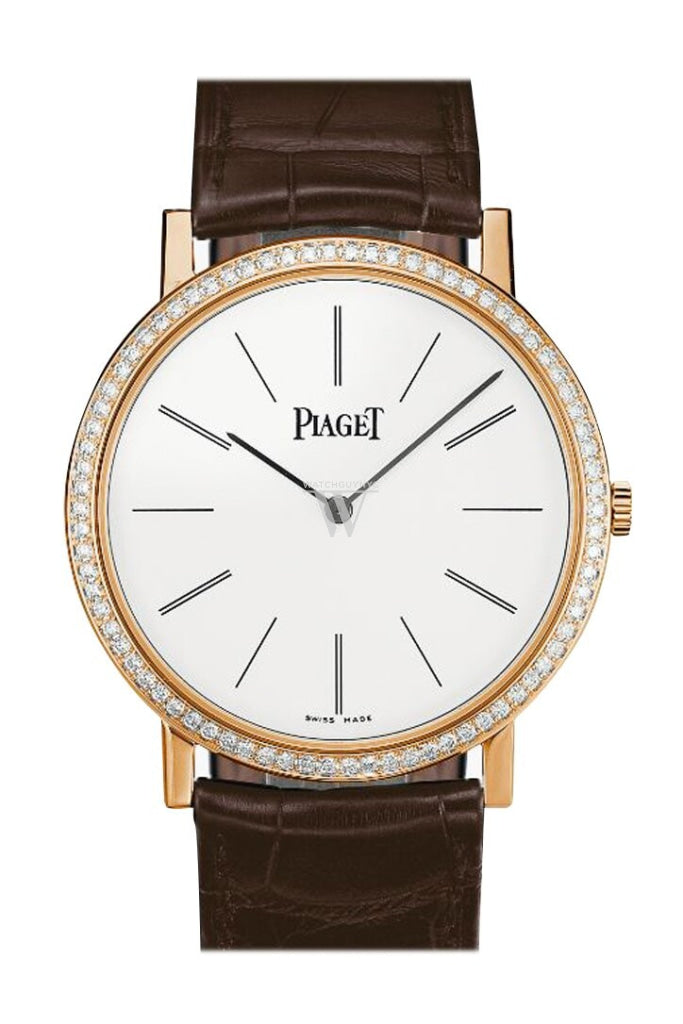 Piaget Altiplano With Diamond Bezel Rose Gold Goa36125 Silver Watch