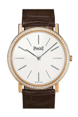 Piaget Altiplano With Diamond Bezel Rose Gold Goa36125 Silver Watch