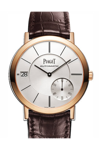 Piaget Altiplano Automatic Silver Dial Brown Leather Mens Watch Goa38131