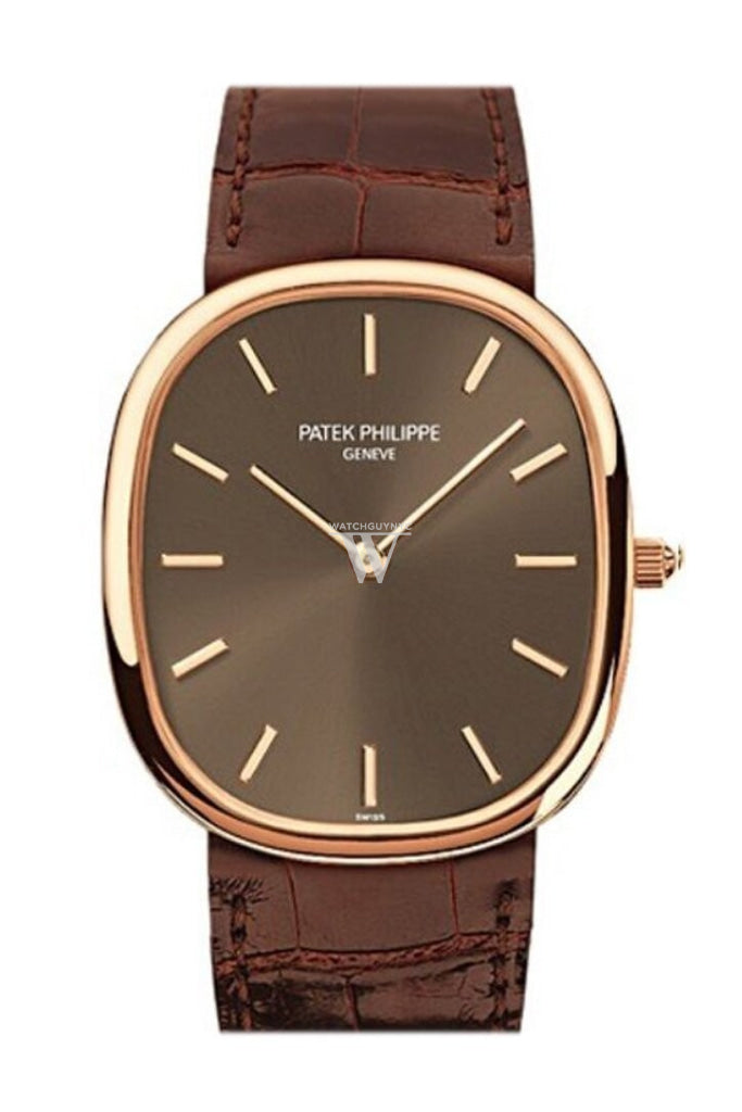 Patek Philippe Golden Ellipse Automatic Brown Dial 18 Kt Rose Gold Mens Watch 3738/100R-001