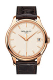 Patek Philippe Calatrava Mechanical Ivory Dial Leather Men's Watch 5227R-001