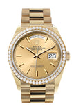 Rolex Day-Date 36 Champagne Dial Gold Diamond Bezel Watch 128348RBR-0026 128348RBR