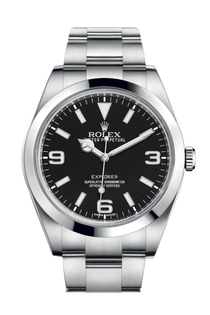 Rolex Explorer I 1 Black Dial Steel Mens Watch 214270