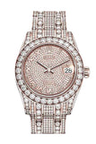 ROLEX Pearlmaster 34 Diamond Pave Dial Pearlmaster Bracelet 18K Rose Gold Watch 81405RBR