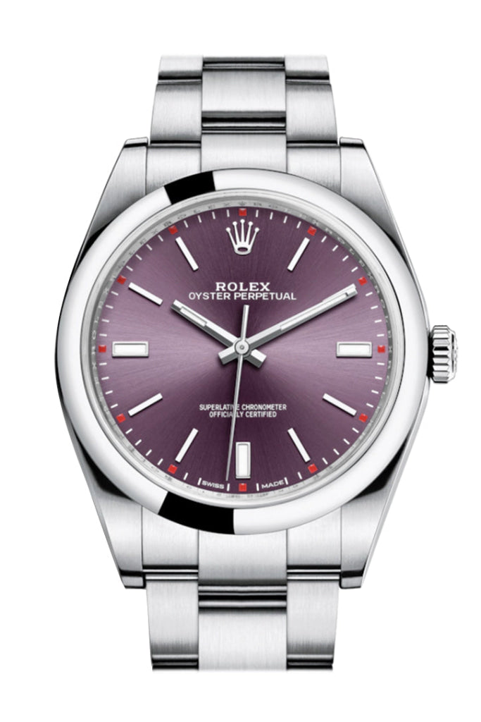 Rolex Oyster Perpetual 39 Red Grape Dial Steel Men’s Watch 114300