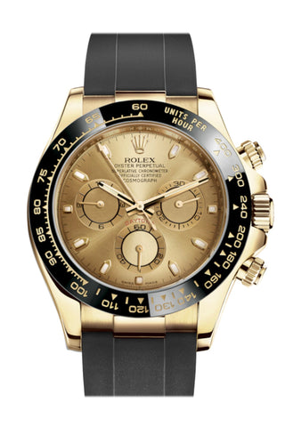 Rolex Cosmograph Daytona Champagne Yellow Gold Oysterflex Strap Mens Watch 116518Ln 116518