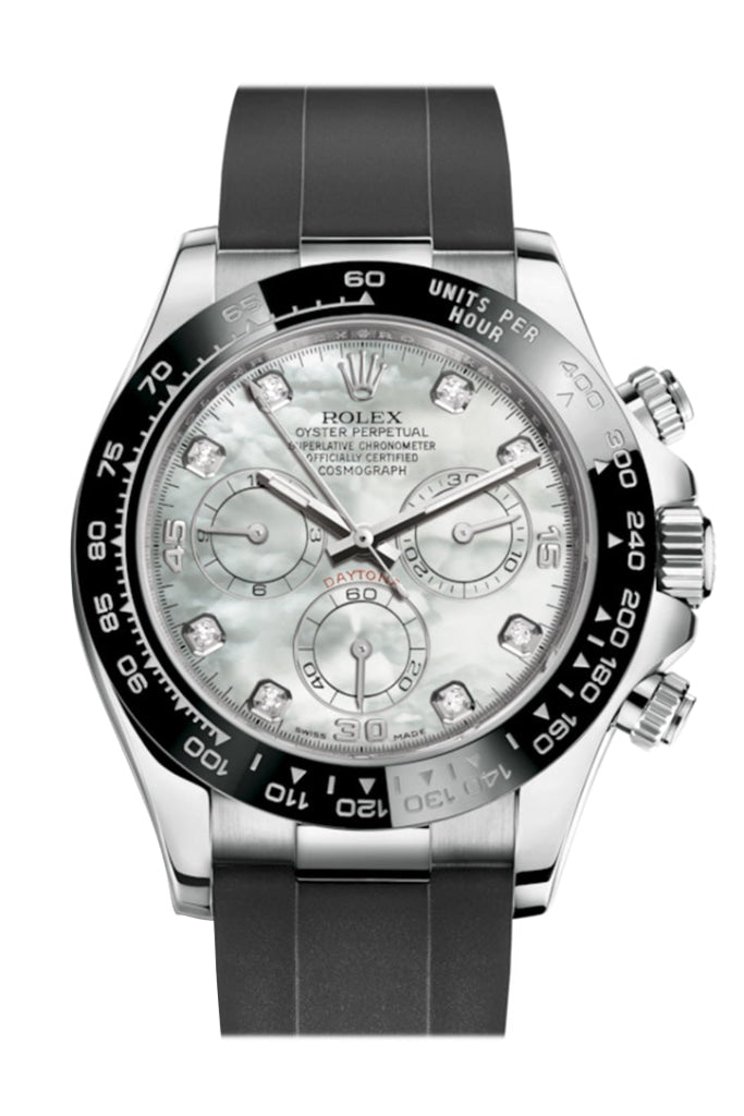 Rolex Cosmograph Daytona White Mother Of Pearl Dial Diamond Oysterflex Strap Mens Watch 116519Ln