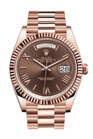 Rolex Day-Date 40 President Chocolate Roman Dial 18K Rose Gold Men’s Watch 228235