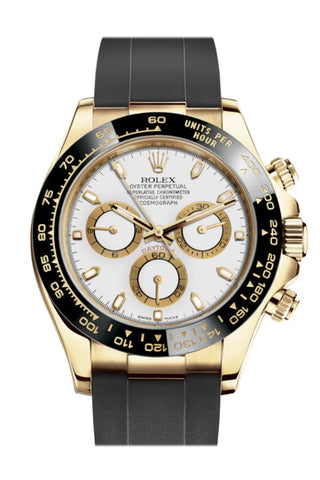 Rolex Cosmograph Daytona White Yellow Gold Oysterflex Strap Mens Watch 116518Ln 116518