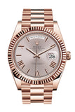 Rolex Day-Date 40 Sundust Roman Dial Fluted Bezel 18K Everose gold President Automatic Men's Watch 228235