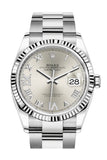 Rolex Datejust 36 Silver Roman VI and IX 24 Diamonds Dial Automatic Watch 126234