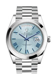 Rolex Day-Date 40 Ice blue Quadrant Motif Dial Dome Bezel Platinum President Automatic Men's Watch 228206 DC