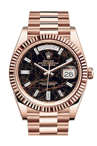 Rolex Day-Date 40 Eisenkiesel 10 Baguette-Cut Fluted Dial Diamond Bezel 18K Everose Gold President