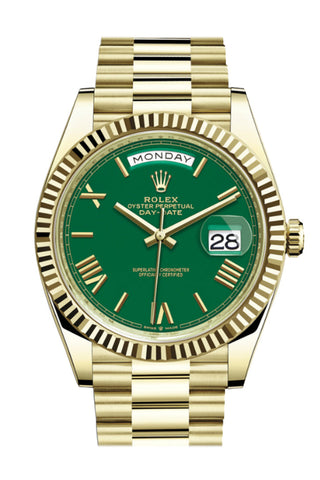 Rolex Day-Date 40 Green Roman Dial 18K Yellow Gold President Men’s Watch 228238