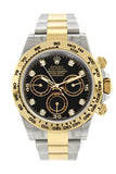 ROLEX Cosmograph Daytona Black Diamond Dial Steel 18K Yellow Gold Men's Watch 116503