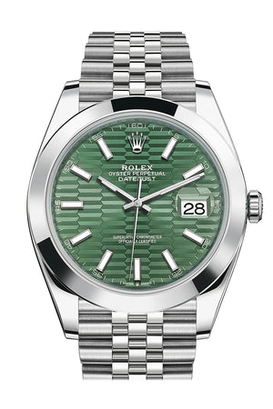 Rolex Datejust 41 Green Fluted Dial Jubilee Men's Watch 126300 126300-0022