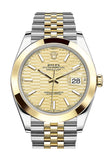 Rolex Datejust 41 Champagne Fluted Dial 18k Yellow Gold Jubilee Oyster Men's Watch 126303
