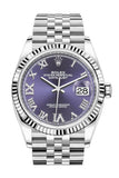 Rolex Datejust 36 Purple Roman VI and IX 24 Diamonds Dial Automatic Jubilee Watch 126234