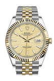 Rolex Datejust 41 Champagne Dial Fluted Bezel 18k Yellow Gold Jubilee Men's Watch 126333 126333-0022
