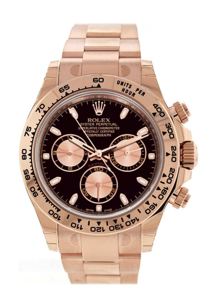 Rolex Cosmograph Daytona Black Dial 18K Everose Gold Oyster Automatic Mens Watch 116505