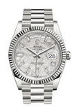 Rolex Day-Date 40 Meteorite Diamond Dial Fluted Bezel White Gold President Automatic Men's Watch 228239