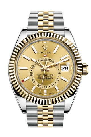 Rolex Sky Dweller Champagne Dial 18K Yellow Gold Bezel Two Tone Jubilee Men’s Watch 326933