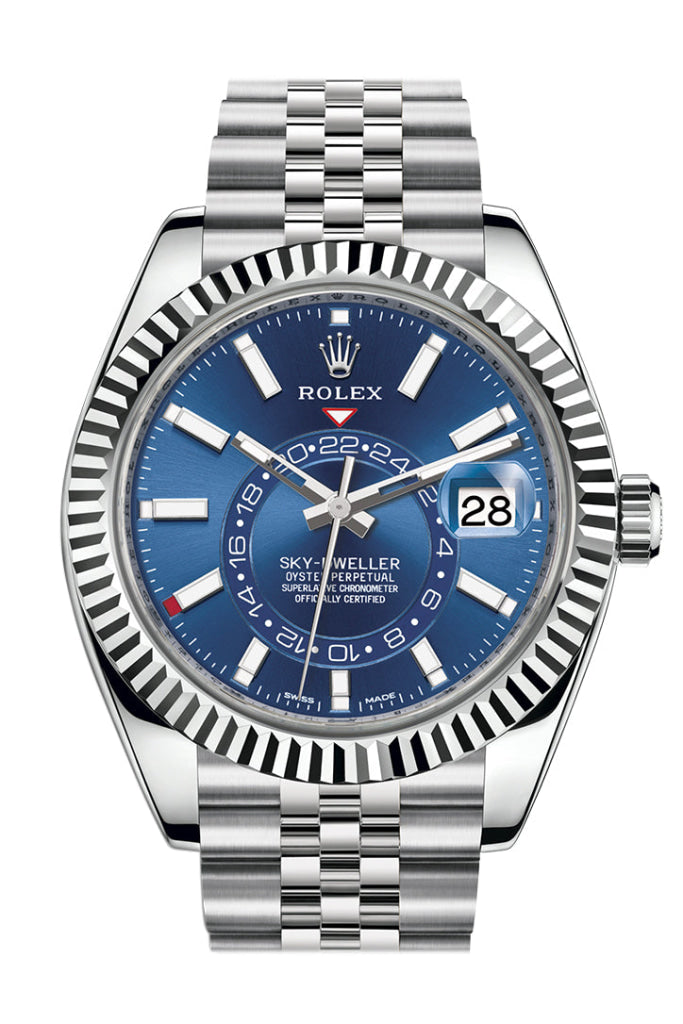 Rolex Sky Dweller Blue Dial 18K White Gold Bezel Steel Jubilee Men’s Watch 326934