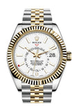Rolex Sky Dweller White Dial 18K Yellow Gold Bezel Two Tone Jubilee  Men's Watch 326933