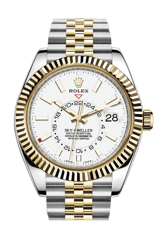 Rolex Sky Dweller White Dial 18K Yellow Gold Bezel Two Tone Jubilee Men’s Watch 326933