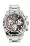 ROLEX Cosmograph Daytona Black Mother of Pearl Diamond Dial White Gold Oyster Men's Watch 116509