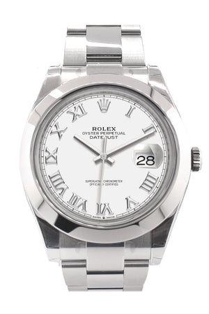 Rolex Datejust 41 White Roman Dial Automatic Men's Watch 126300