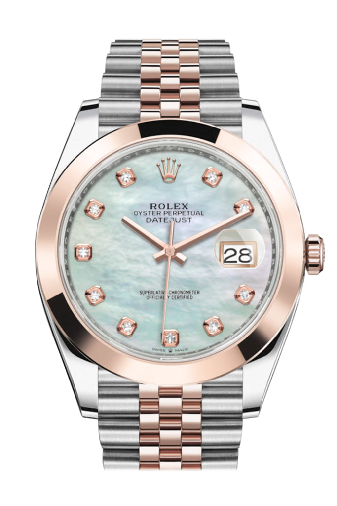 Rolex Datejust 41 Mother-Of-Pearl Set With Diamonds Dial Rose Gold Jubilee Mens Watch 126301