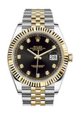 Rolex Datejust 41 Black Diamond Dial Steel and 18K Yellow Gold Jubilee Men's Watch 126333