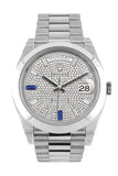 Rolex Day-Date 40 Paved Diamond Sapphires Dial Dome Bezel Platinum President Automatic Men's Watch 228206