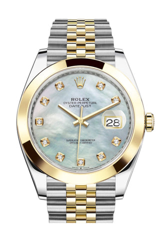 Rolex Datejust 41 Mother-Of-Pearl Set With Diamonds Dial 18K Yellow Gold Jubilee Mens Watch 126303