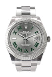 Rolex Datejust 41 Slate Roman Dial White Gold Fluted Bezel Oyster Mens Watch 126334