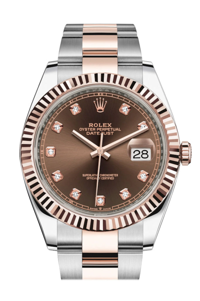 Rolex Datejust 41 Chocolate Diamond Dial Steel And 18K Rose Gold Oyster Men’s Watch 126331