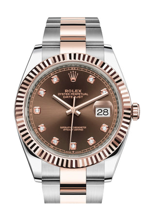 Rolex Datejust 41 Chocolate Diamond Dial Steel and 18K Rose Gold Oyster Men's Watch 126331