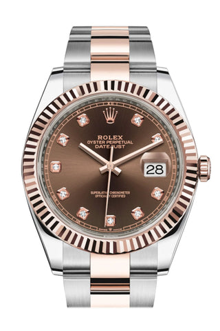 Rolex Datejust 41 Chocolate Diamond Dial Steel And 18K Rose Gold Oyster Men’s Watch 126331