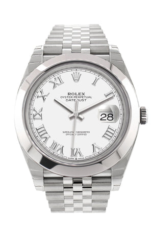 Rolex Datejust 41 White Roman Dial Automatic Jubilee Men's Watch 126300