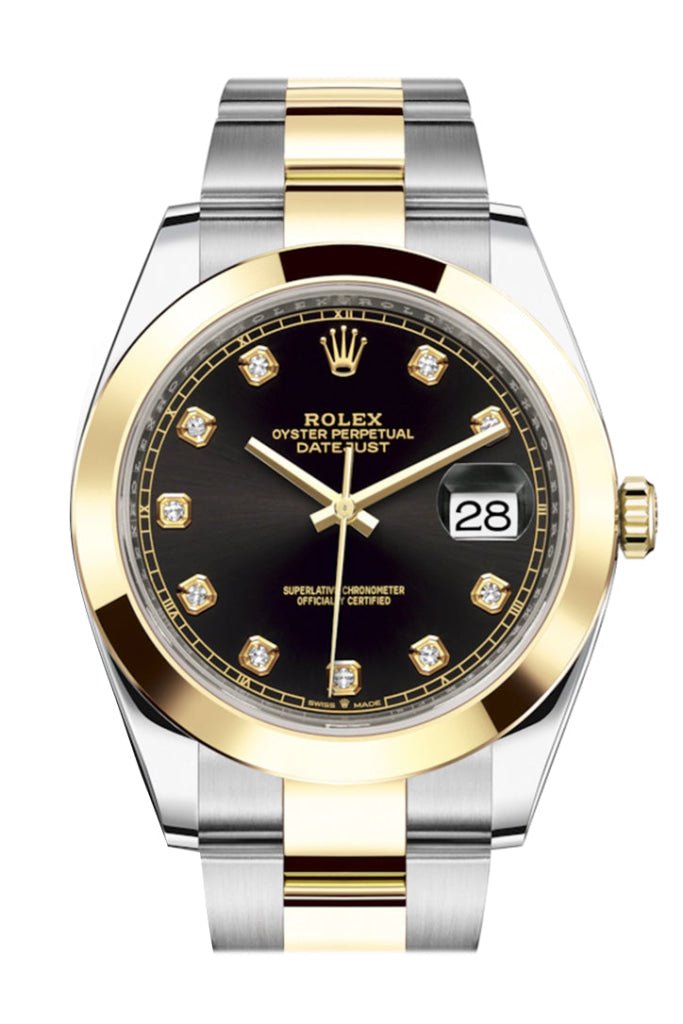 Rolex Datejust 41 Black Diamond Dial Steel And 18K Yellow Gold Oyster Men’s Watch 126303