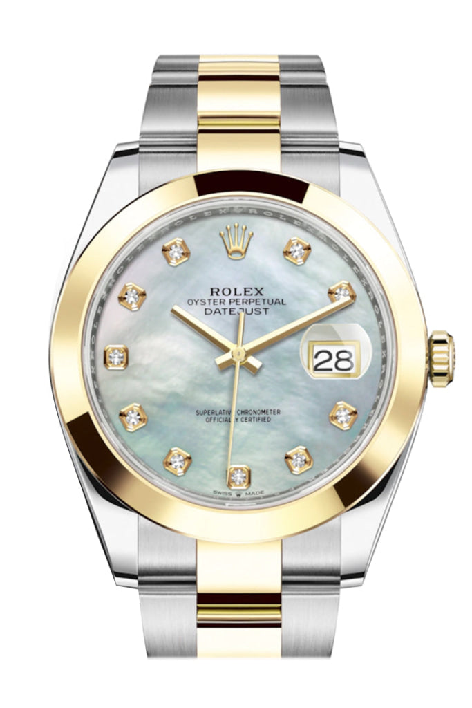 Rolex Datejust 41 Mother-Of-Pearl Set With Diamonds Dial 18K Yellow Gold Mens Watch 126303