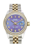 Rolex Datejust 28 Lavender set with diamonds Dial Diamond Bezel Yellow Gold Jubilee Ladies Watch 279383RBR 279383