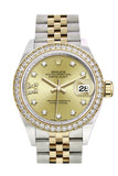 Rolex Datejust 28 Champagne Diamond Star Dial Diamond Bezel Yellow Gold Jubilee Ladies Watch 279383RBR 279383