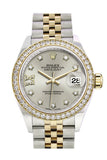 Rolex Datejust 28 Silver Diamond Star Dial Diamond Bezel Yellow Gold Jubilee Ladies Watch 279383RBR 279383