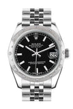 Rolex Datejust 31 Black Dial Dome set with Diamonds Bezel Jubilee Ladies Watch 178344